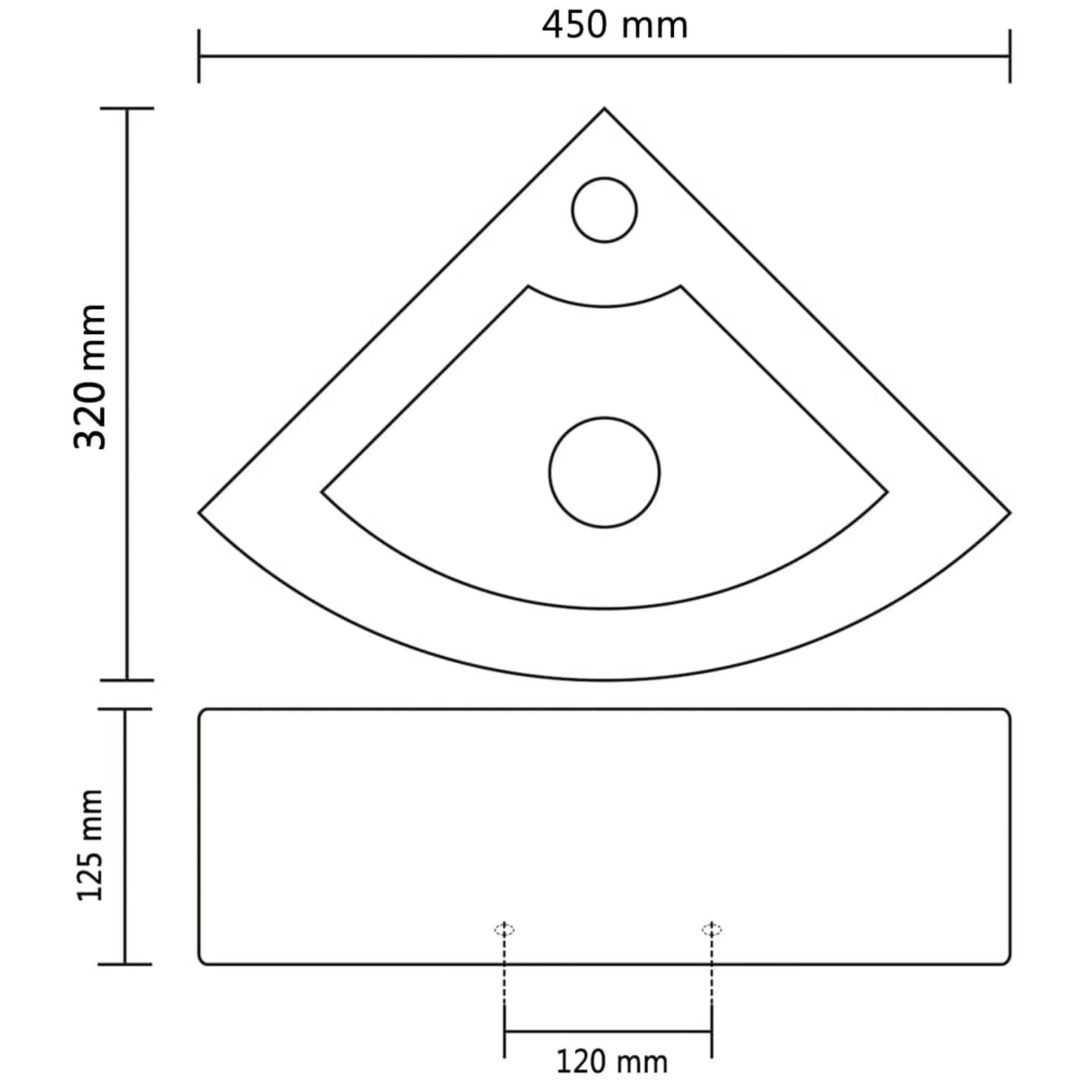 Handfat med bräddavlopp 45x32x12,5 cm vit vidaXL – bild 7