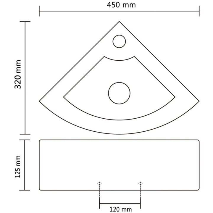 Handfat med bräddavlopp 45x32x12,5 cm vit vidaXL – bild 7