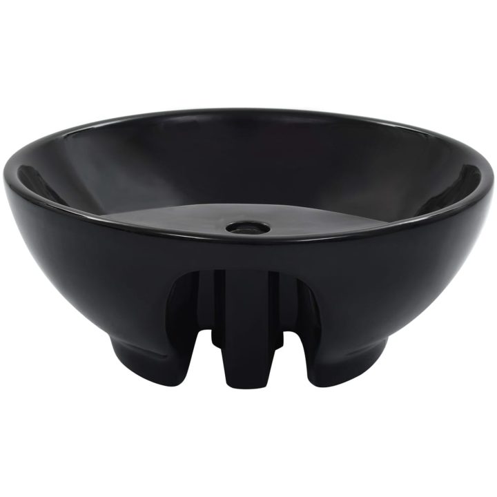 Handfat med bräddavlopp 46,5x18 cm keramik svart vidaXL – bild 3