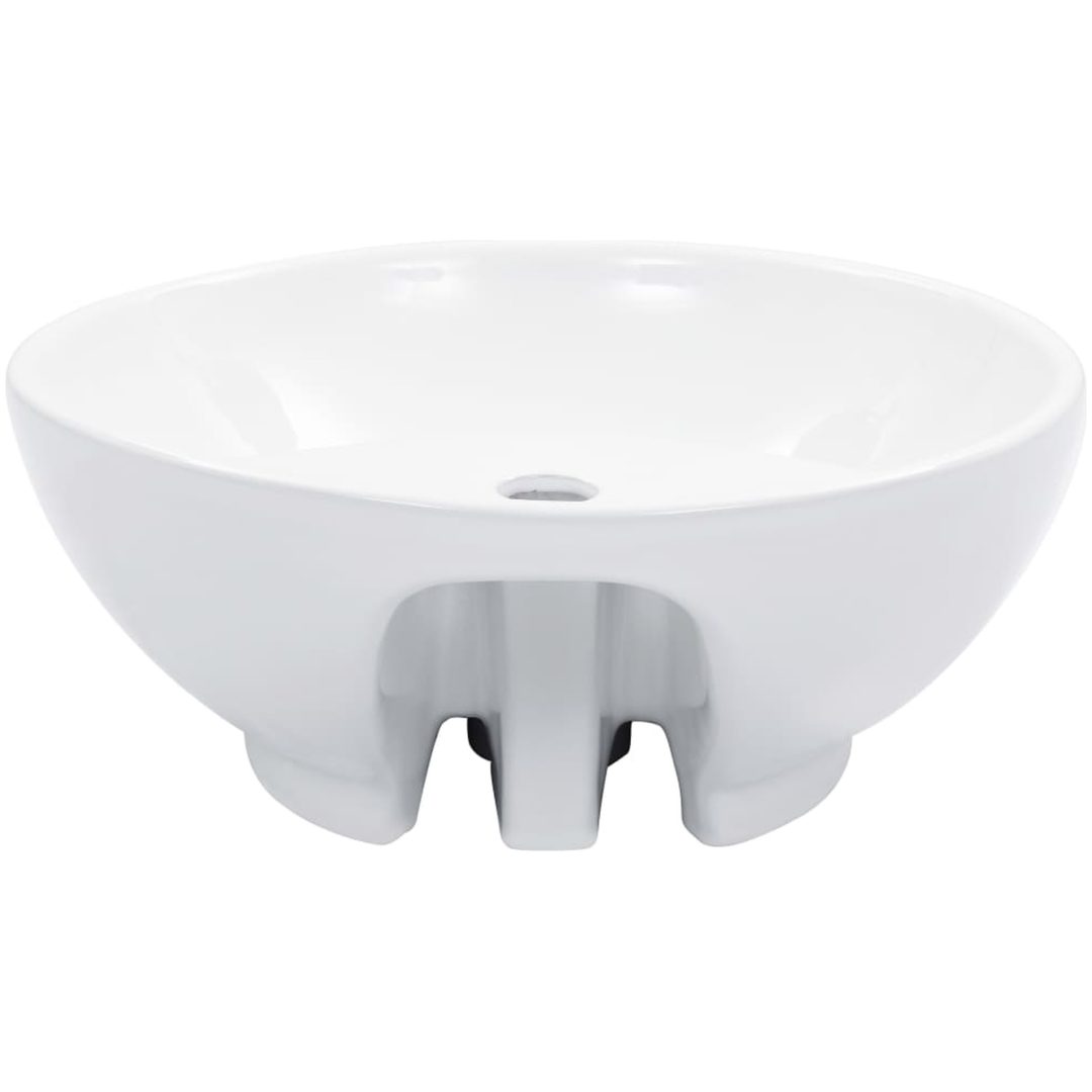 Handfat med bräddavlopp 46,5x18 cm keramik vit vidaXL – bild 3