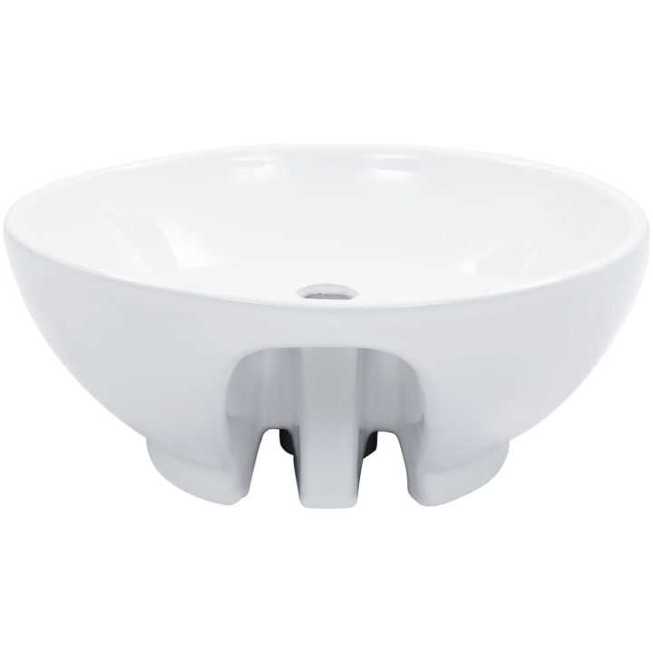 Handfat med bräddavlopp 46,5x18 cm keramik vit vidaXL – bild 3