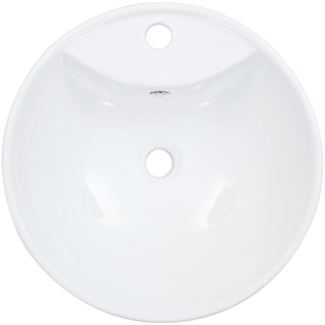Handfat med bräddavlopp 46,5x18 cm keramik vit vidaXL – bild 4