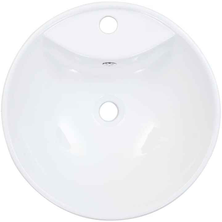 Handfat med bräddavlopp 46,5x18 cm keramik vit vidaXL – bild 4