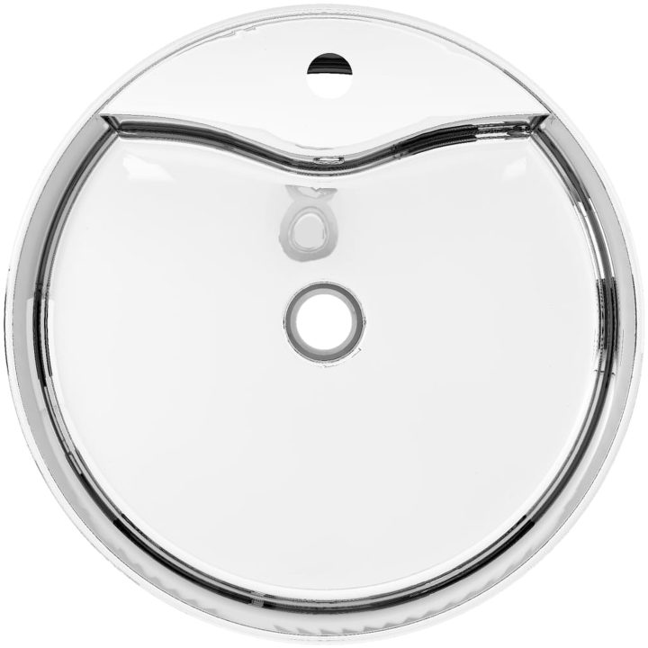 Handfat med bräddavlopp keramik silver vidaXL 46.5 x 15.5 cm – bild 3