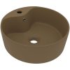 Handfat med bräddavlopp matt gräddvit 36x13 cm keramik vidaXL – miniatyr 2