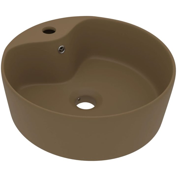 Handfat med bräddavlopp matt gräddvit 36x13 cm keramik vidaXL – bild 2