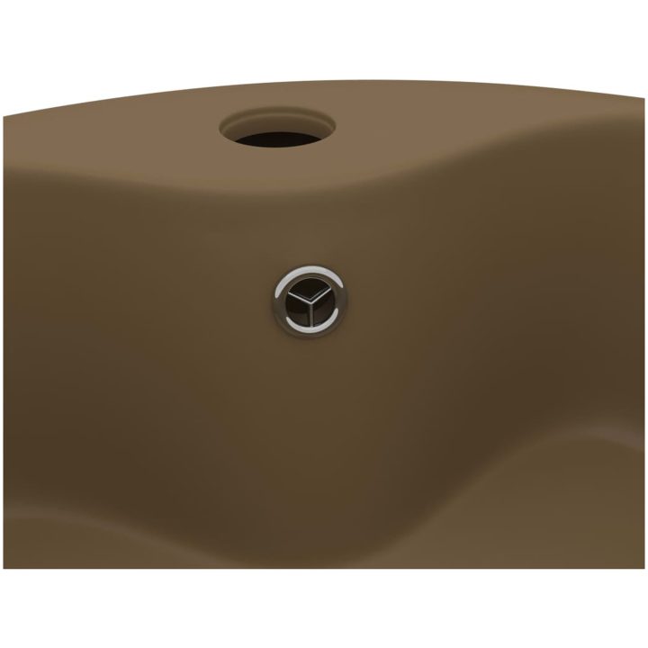 Handfat med bräddavlopp matt gräddvit 36x13 cm keramik vidaXL – bild 5