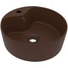Handfat med bräddavlopp matt mörkbrun 36x13 cm keramik vidaXL – miniatyr 2