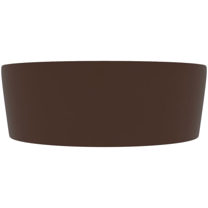 Handfat med bräddavlopp matt mörkbrun 36x13 cm keramik vidaXL – bild 4