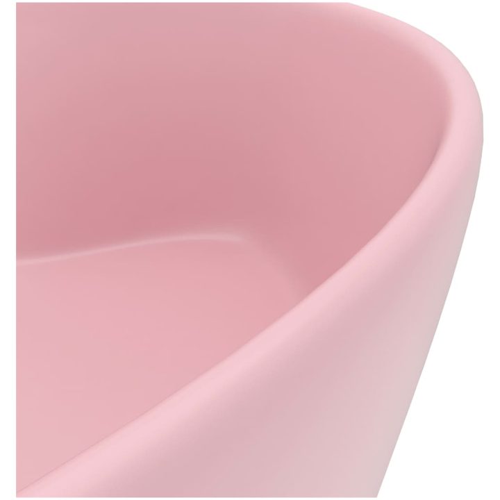 Handfat med bräddavlopp matt rosa 36x13 cm keramik vidaXL – bild 6