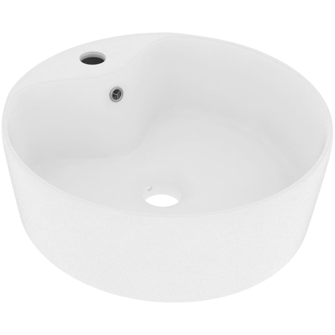 Handfat med bräddavlopp matt vit 36x13 cm keramik vidaXL – bild 2