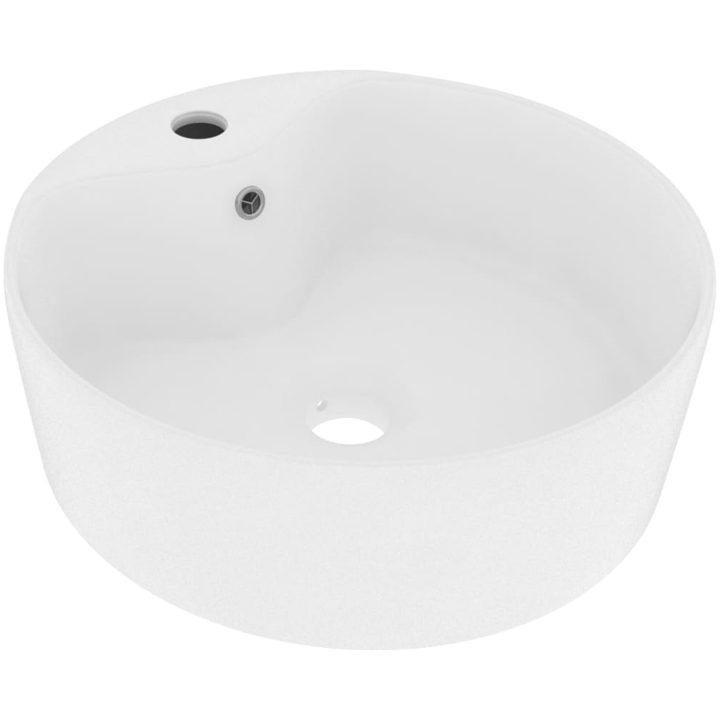 Handfat med bräddavlopp matt vit 36x13 cm keramik vidaXL – bild 2