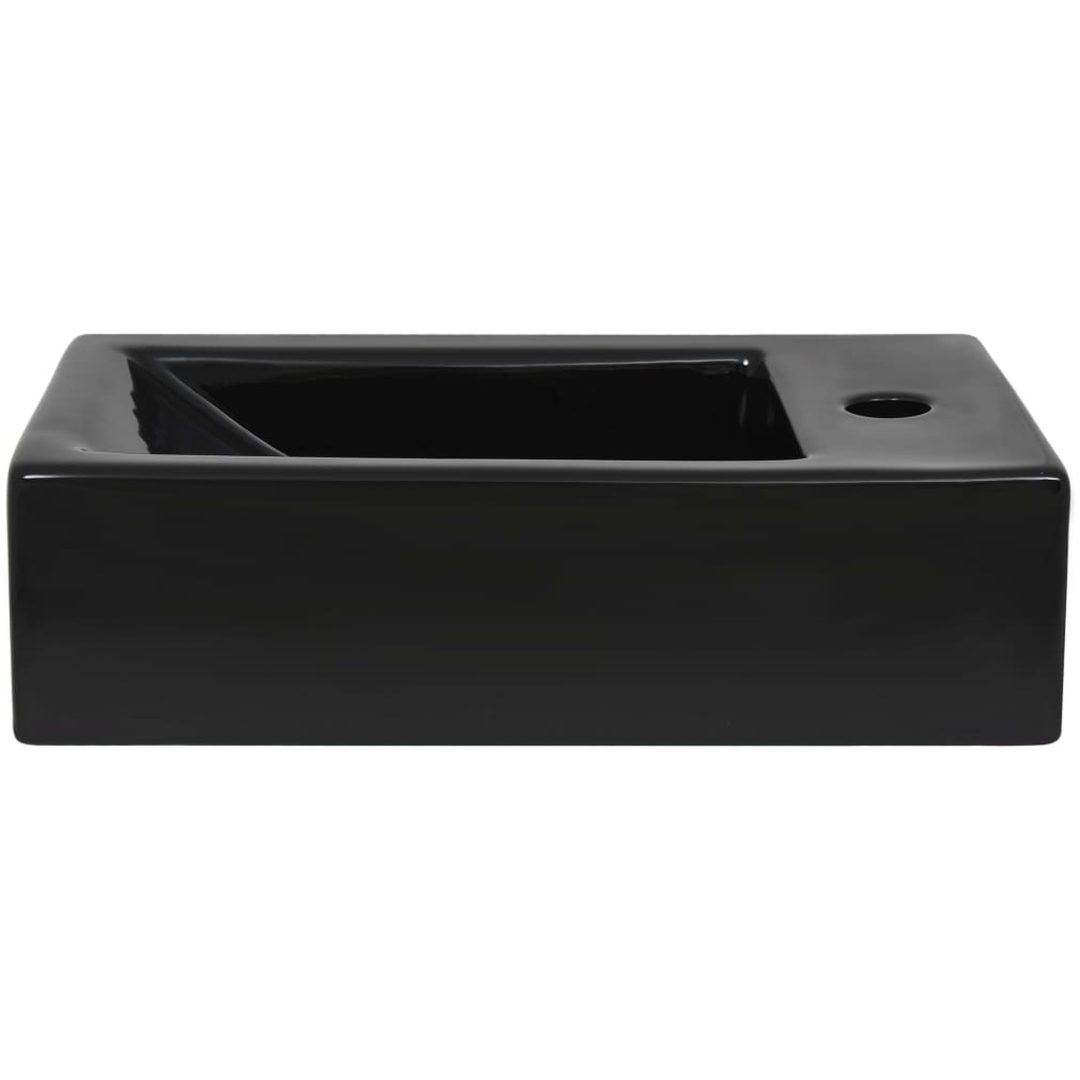Handfat med kranhål keramik rektangulär svart 46x25,5x12 cm vidaXL – bild 5