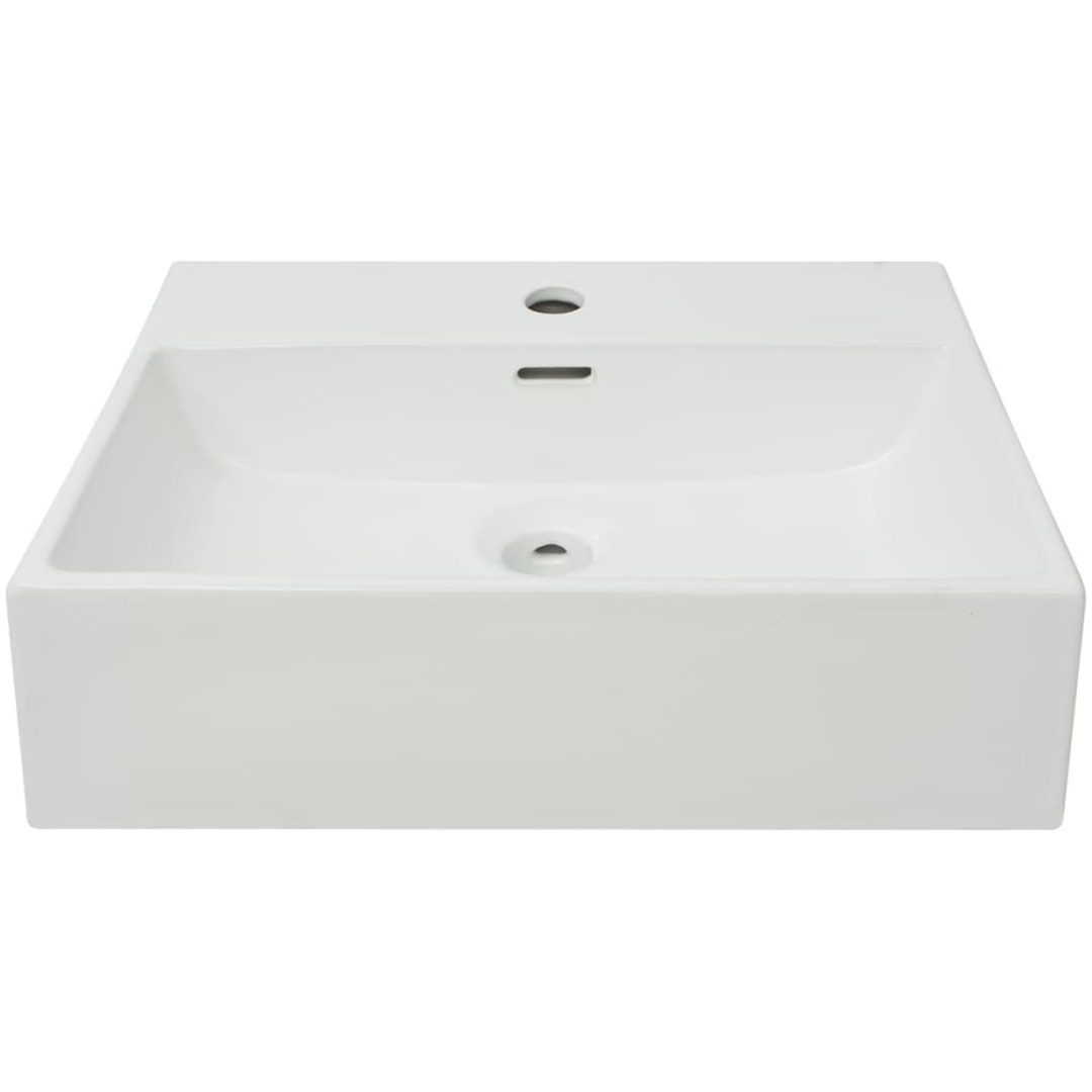 Handfat med kranhål keramik vit vidaXL 51.5 x 38.5 x 15 cm – bild 3