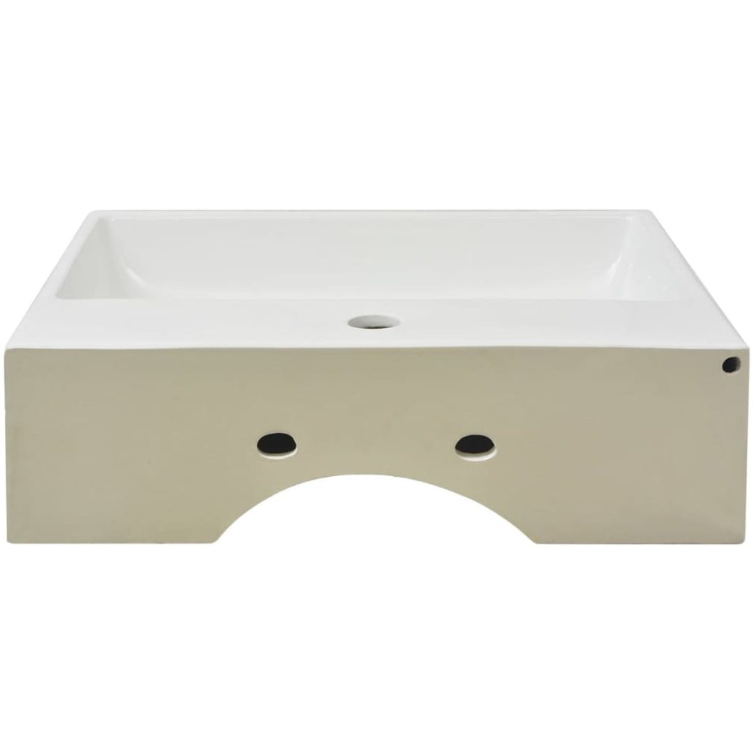 Handfat med kranhål keramik vit vidaXL 51.5 x 38.5 x 15 cm – bild 4