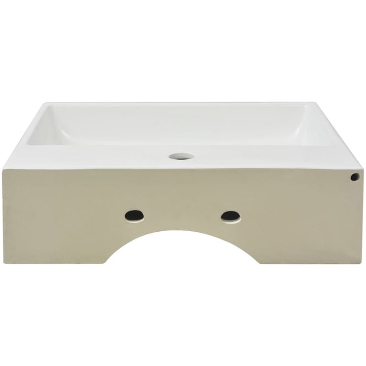 Handfat med kranhål keramik vit vidaXL 51.5 x 38.5 x 15 cm – bild 4