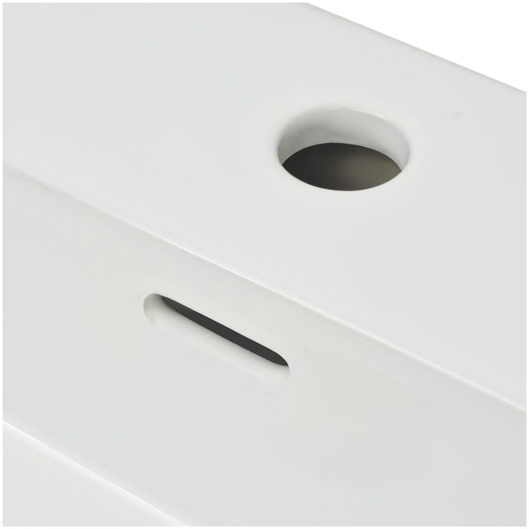 Handfat med kranhål keramik vit vidaXL 51.5 x 38.5 x 15 cm – bild 5