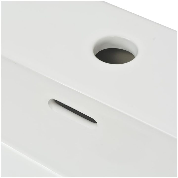 Handfat med kranhål keramik vit vidaXL 51.5 x 38.5 x 15 cm – bild 5