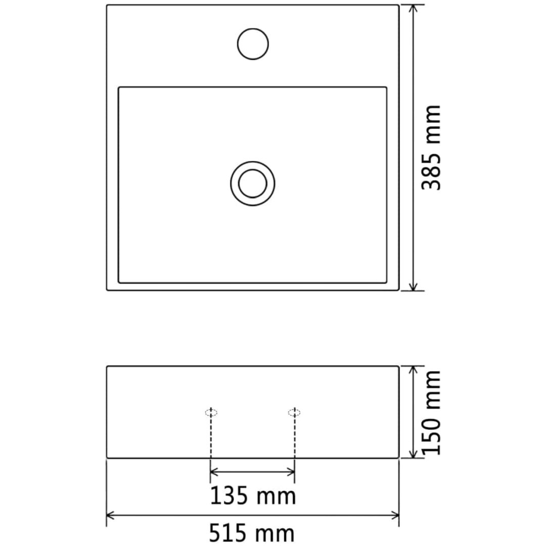 Handfat med kranhål keramik vit vidaXL 51.5 x 38.5 x 15 cm – bild 6