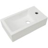 Handfat med kranhål rektangulär keramisk vit 46x25,5x12 cm vidaXL – miniatyr 2