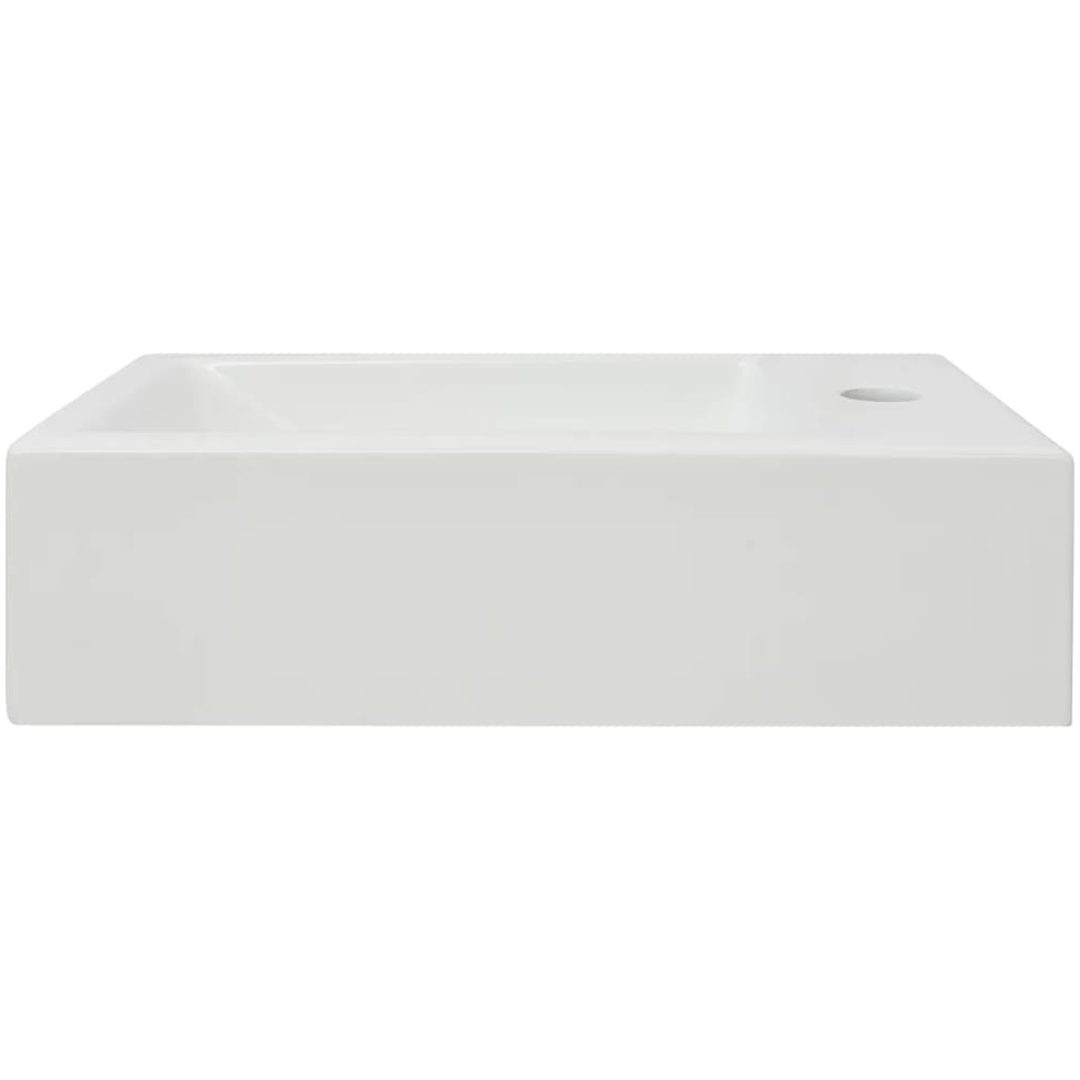 Handfat med kranhål rektangulär keramisk vit 46x25,5x12 cm vidaXL – bild 4