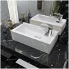 Handfat med kranhål rektangulär keramisk vit 46x25,5x12 cm vidaXL – miniatyr 1