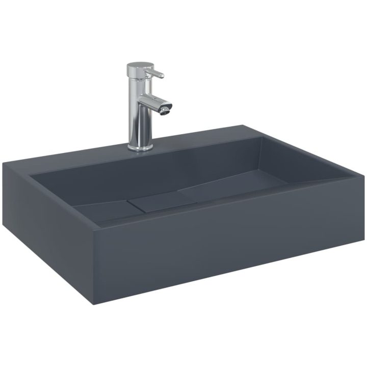 Handfat mineralgjuten/marmor antracit vidaXL 50 x 38 x 11 cm – bild 3