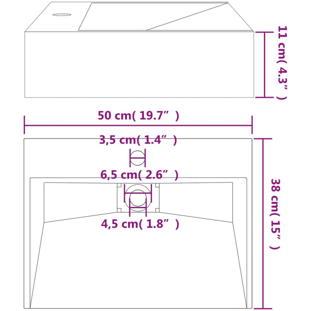 Handfat mineralgjuten/marmor antracit vidaXL 50 x 38 x 11 cm – bild 9