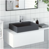 Handfat mineralgjuten/marmor antracit vidaXL