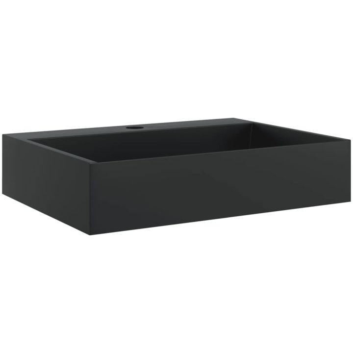 Handfat mineralgjuten/marmor matt svart vidaXL 50 x 38 x 11 cm – bild 2