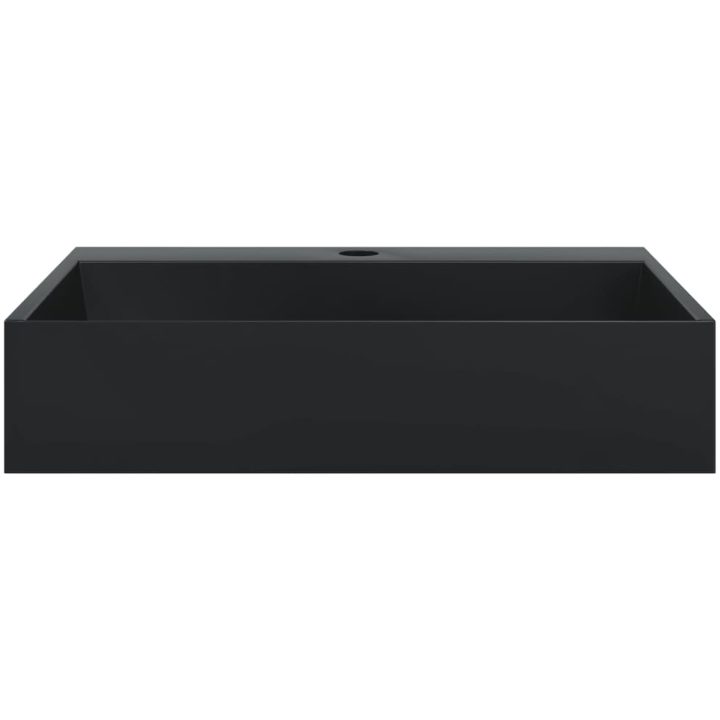Handfat mineralgjuten/marmor matt svart vidaXL 50 x 38 x 11 cm – bild 4