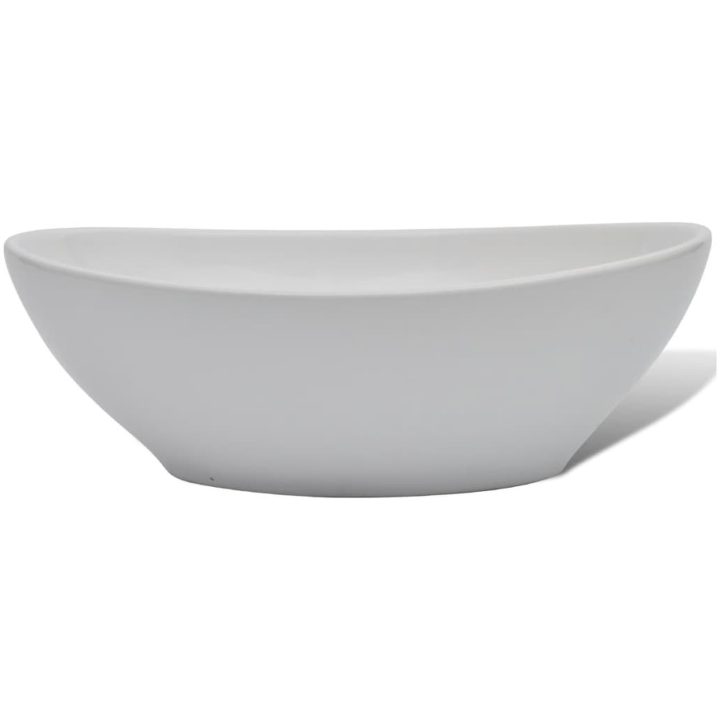 Handfat ovalt 40 x 33 cm keramik vit vidaXL – bild 5