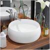 Handfat rund keramik vit 40x15 cm vidaXL – miniatyr 1