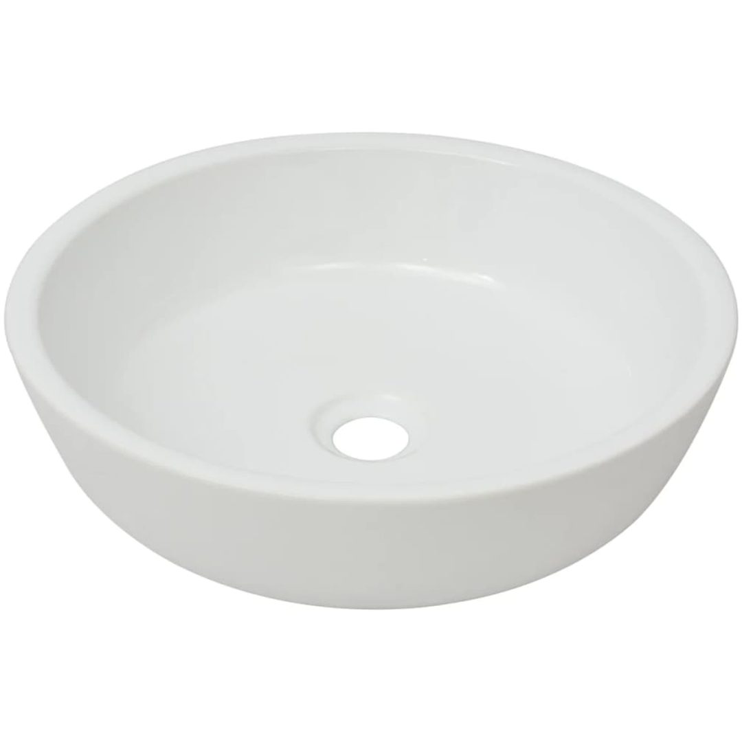 Handfat rund keramik vit 42x12 cm vidaXL – bild 2