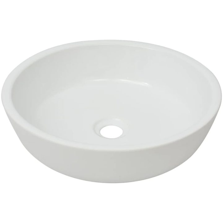 Handfat rund keramik vit 42x12 cm vidaXL – bild 2