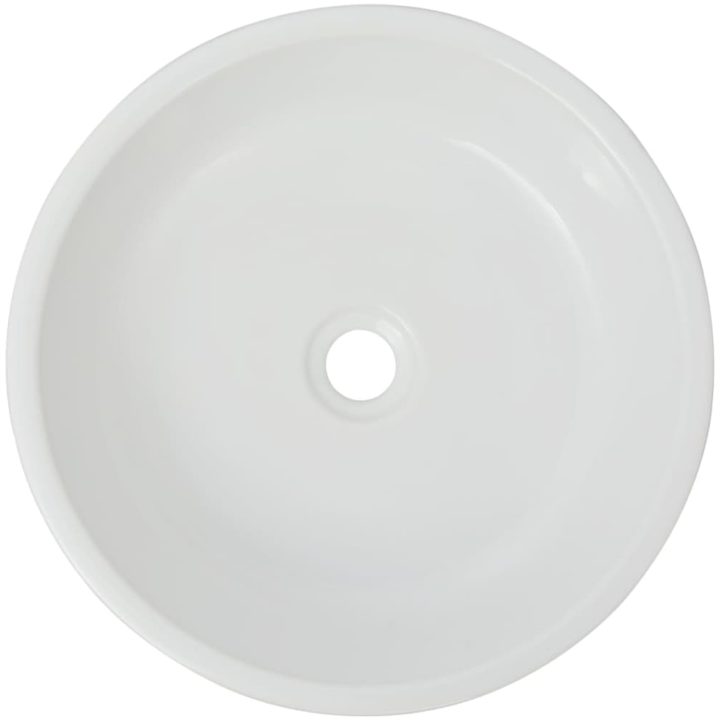 Handfat rund keramik vit 42x12 cm vidaXL – bild 3