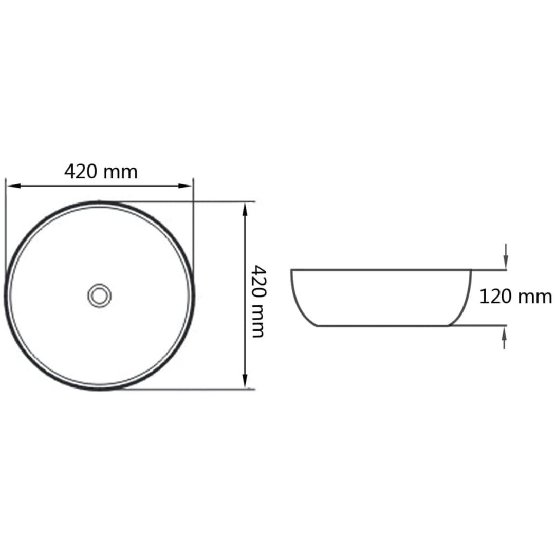 Handfat rund keramik vit 42x12 cm vidaXL – bild 5