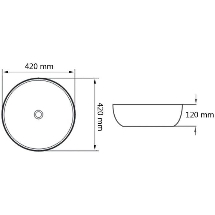 Handfat rund keramik vit 42x12 cm vidaXL – bild 5