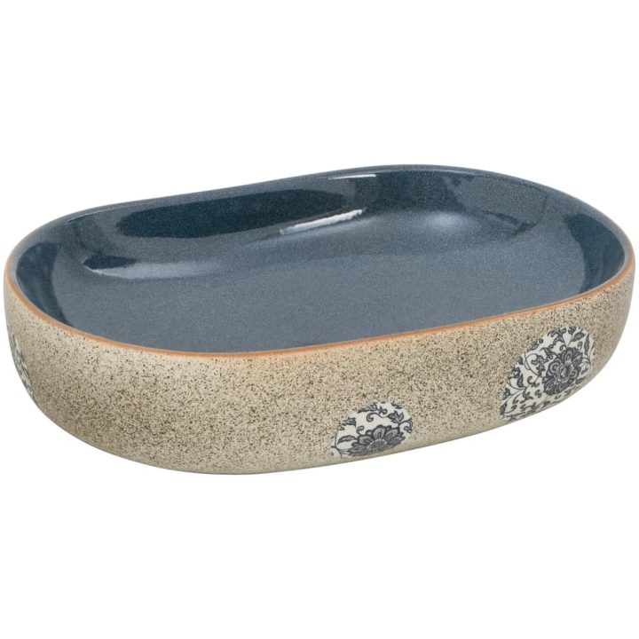 Handfat sand och blå oval keramik vidaXL 59 x 40 x 14 cm – bild 2