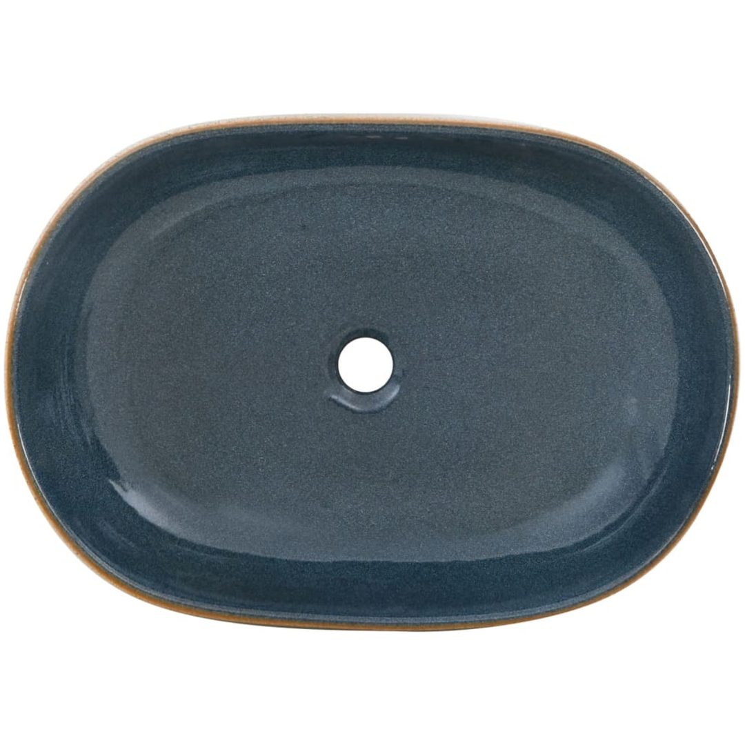 Handfat sand och blå oval keramik vidaXL 59 x 40 x 14 cm – bild 6