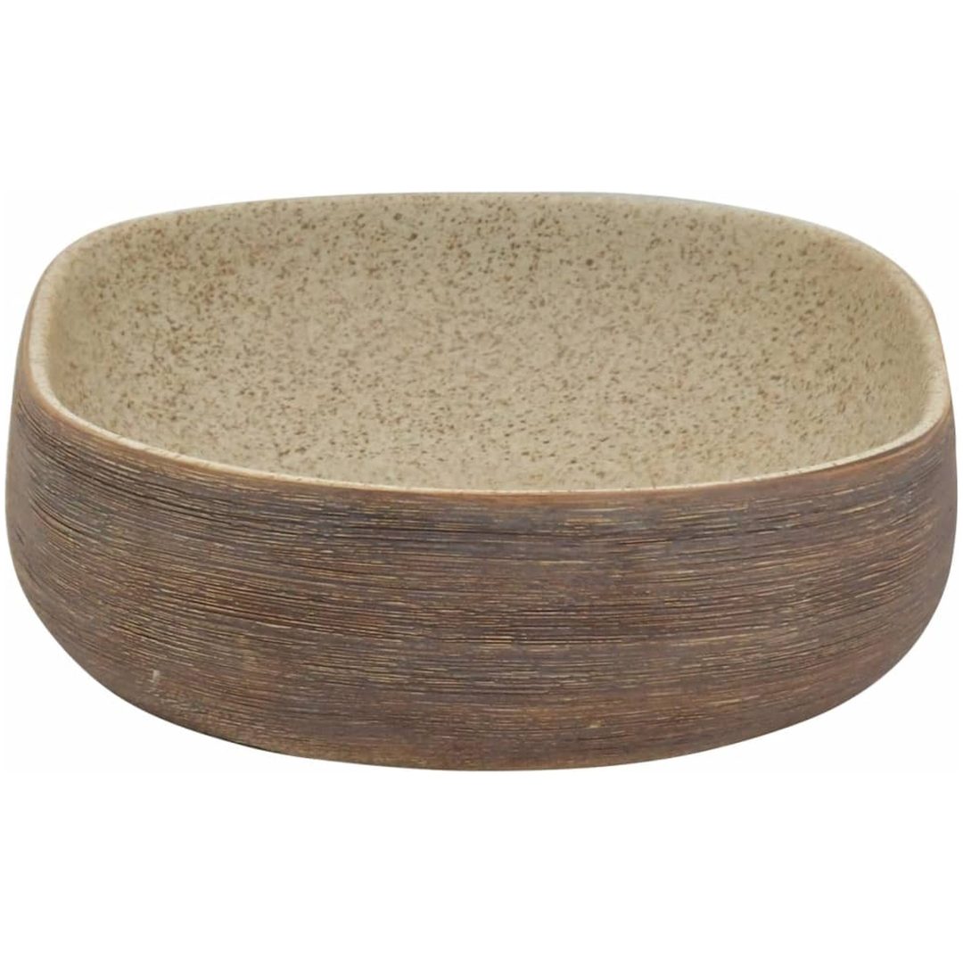 Handfat sand och brun oval keramik vidaXL 59 x 40 x 14 cm – bild 5