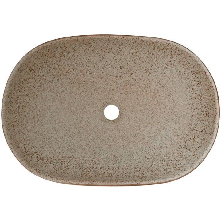 Handfat sand och brun oval keramik vidaXL 59 x 40 x 14 cm – bild 6