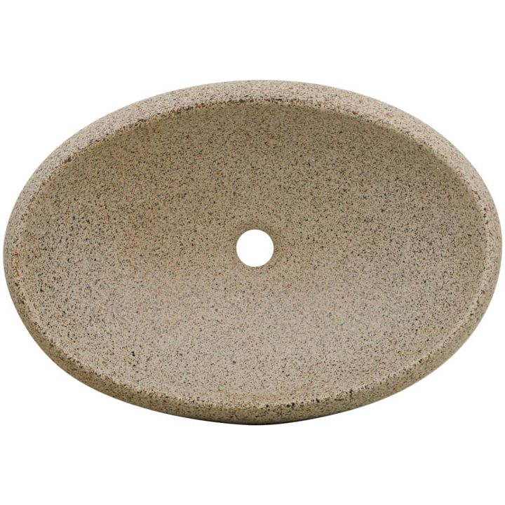 Handfat sand oval keramik vidaXL 59 x 40 x 15 cm – bild 6