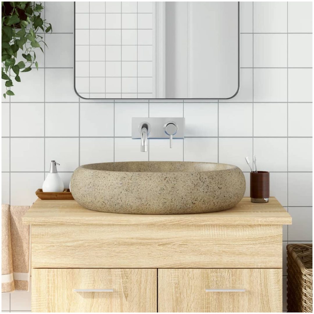 Handfat sand oval keramik vidaXL 59 x 40 x 15 cm