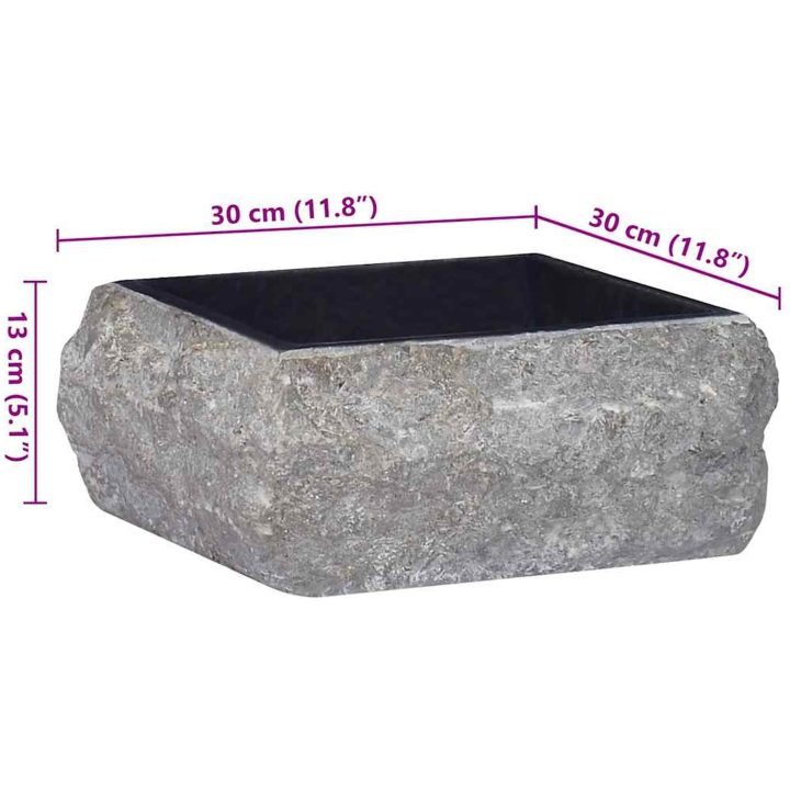 Handfat svart 30x30x13 cm marmor vidaXL – bild 9