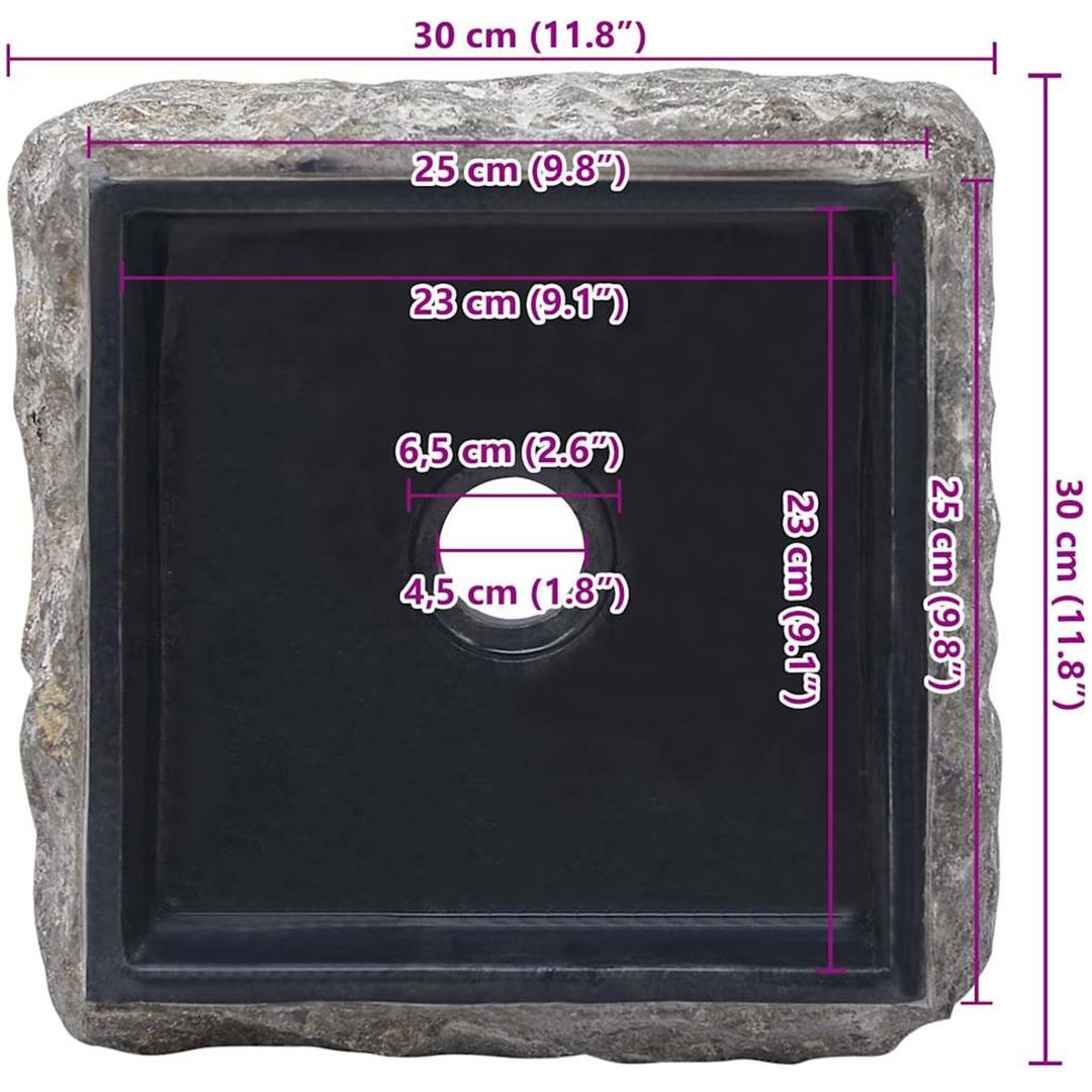 Handfat svart 30x30x13 cm marmor vidaXL – bild 10