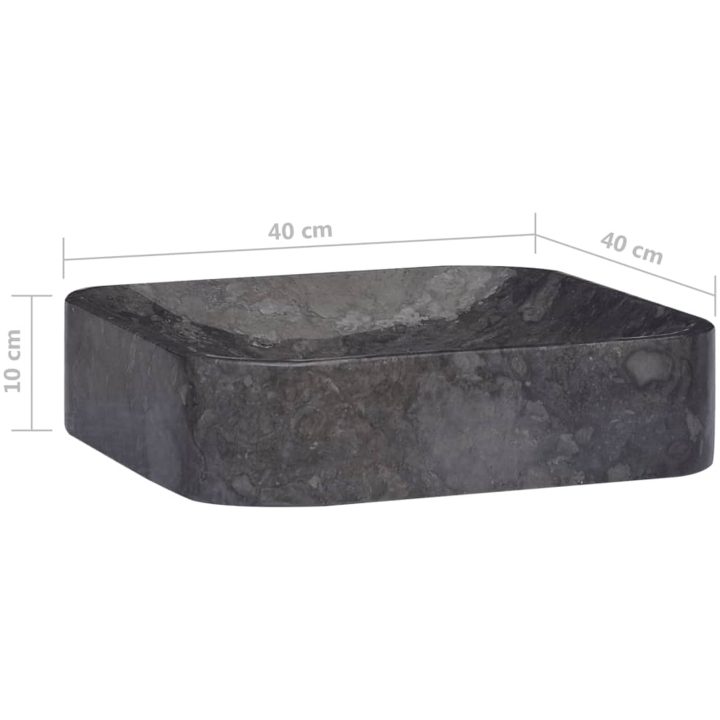 Handfat svart 40x40x10 cm marmor vidaXL – bild 8