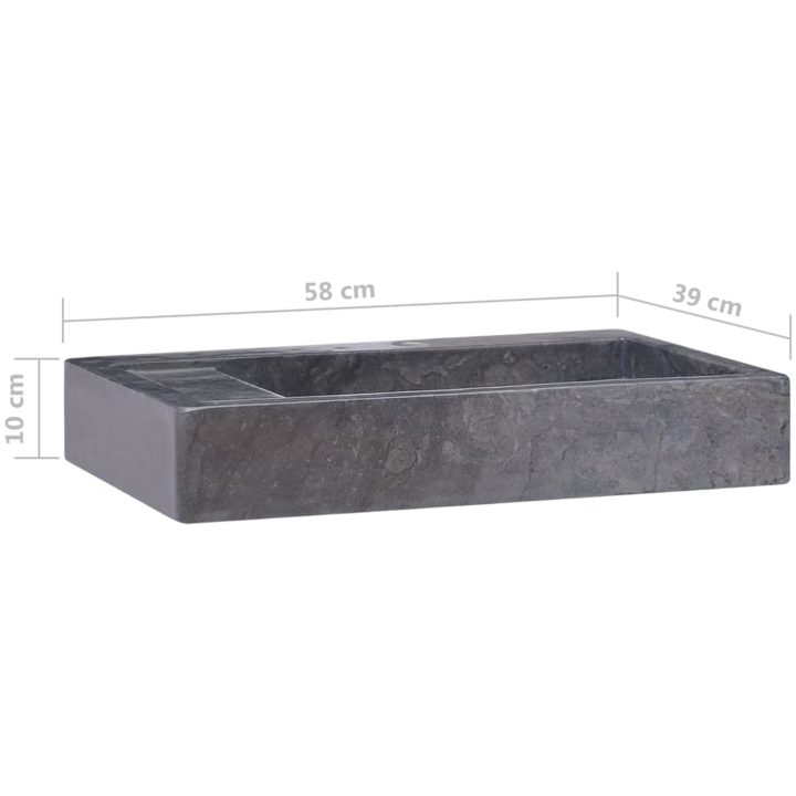 Handfat svart 58x39x10 cm marmor vidaXL – bild 8