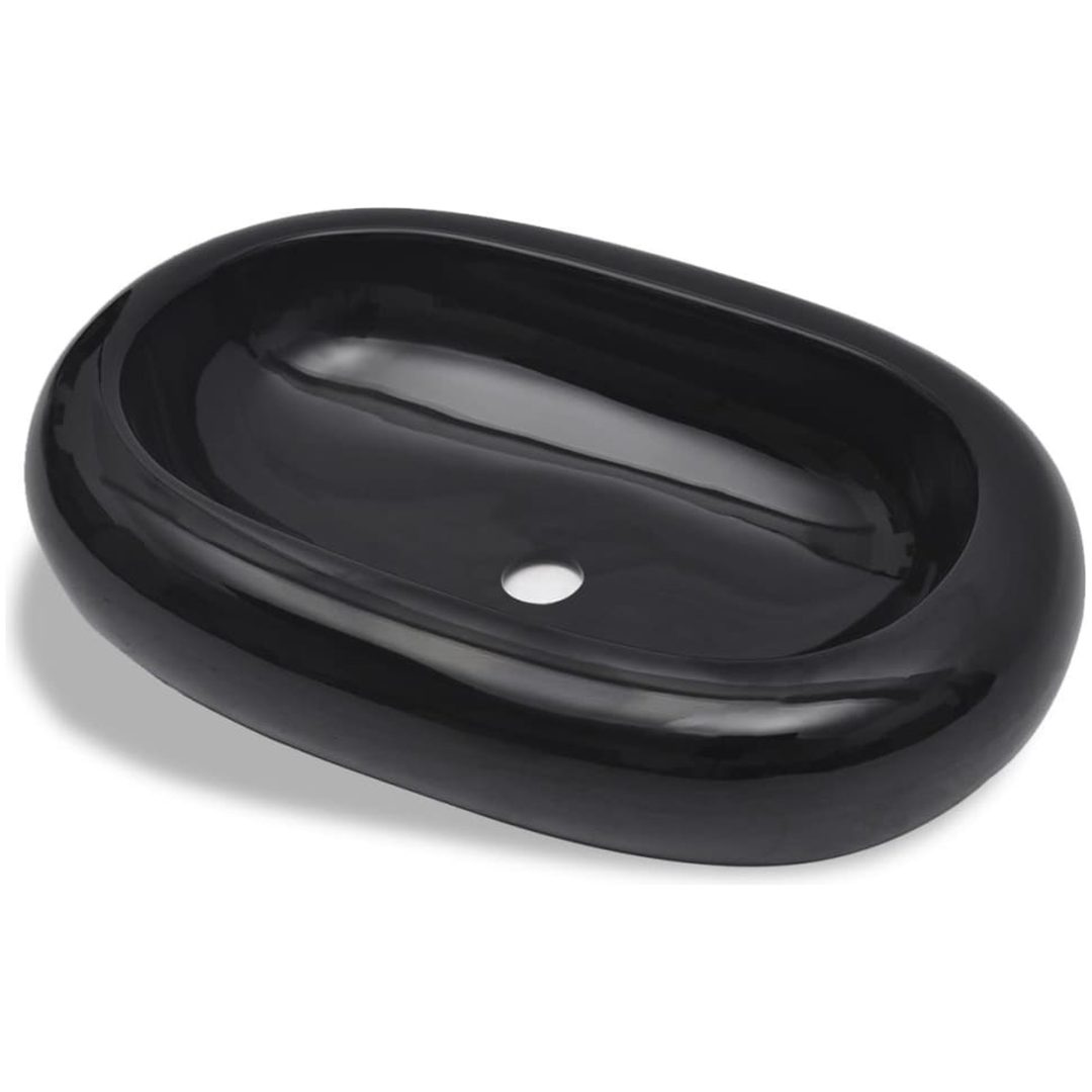 Handfat svart keramisk oval vidaXL – bild 2
