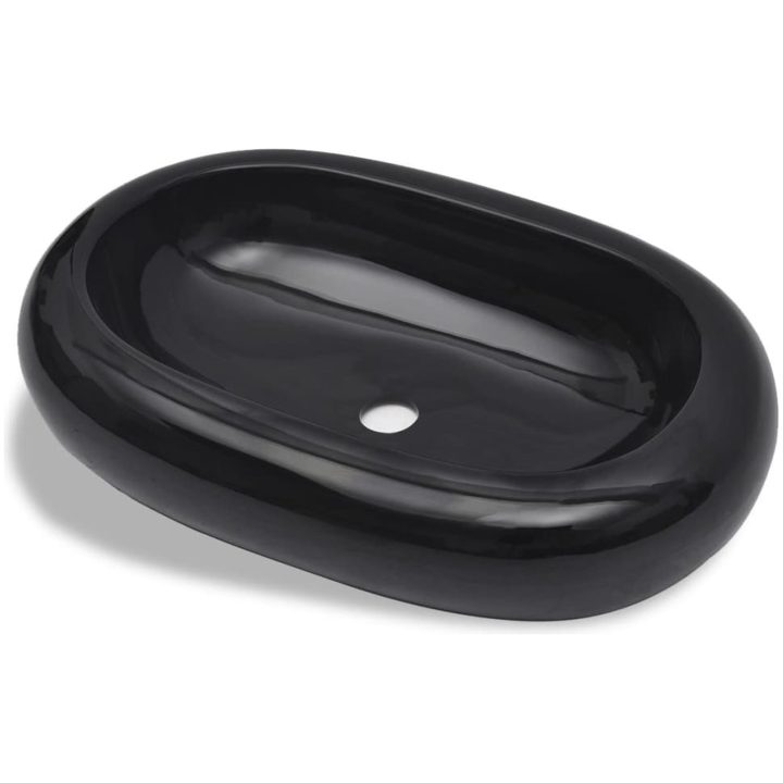 Handfat svart keramisk oval vidaXL – bild 2